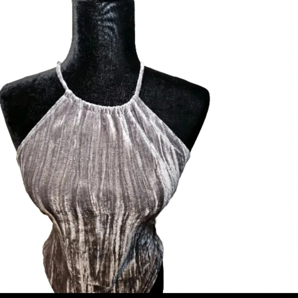 Out From Under Urban Outfitters Womens Gray Velvet Halter Party Bodysuit L - Picture 6 of 14